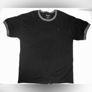 Champion Men's Black and Gray Short Sleeve Tee Large